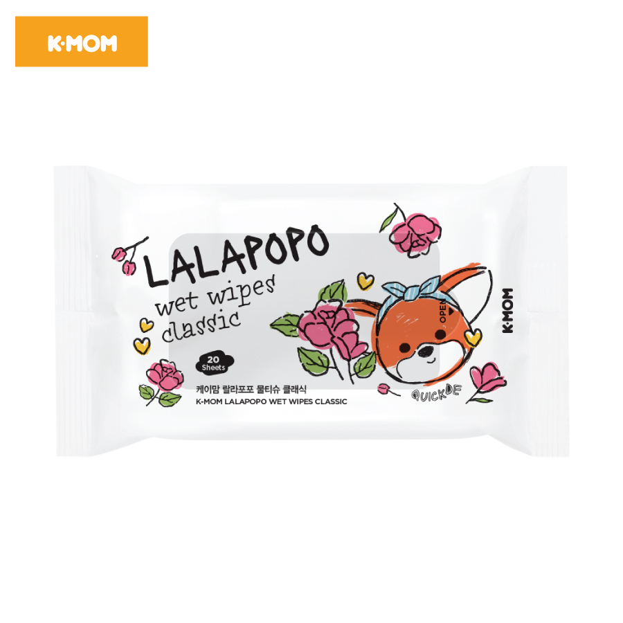 Khăn ướt thuần chay cao cấp K mom Lalapopo (20 tờ)